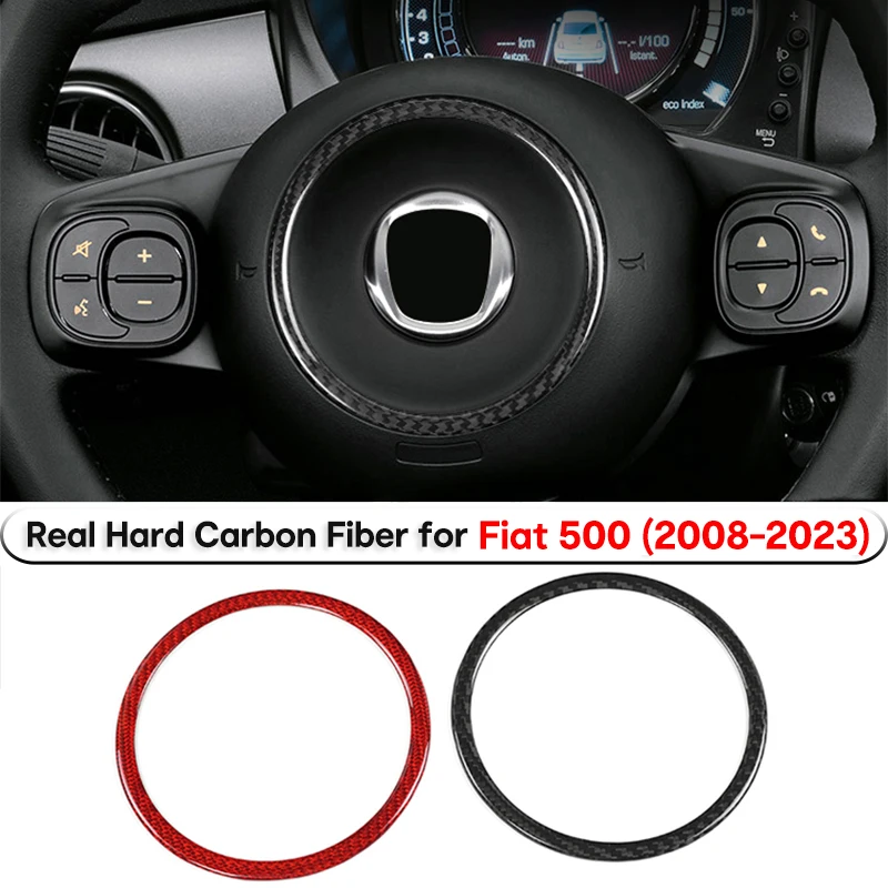 

Real Hard Carbon Fiber Sticker For Fiat 500 2008-2023 Car Steering Wheel Center Frame Ring Cover Sticker for Fiat Interior Trims