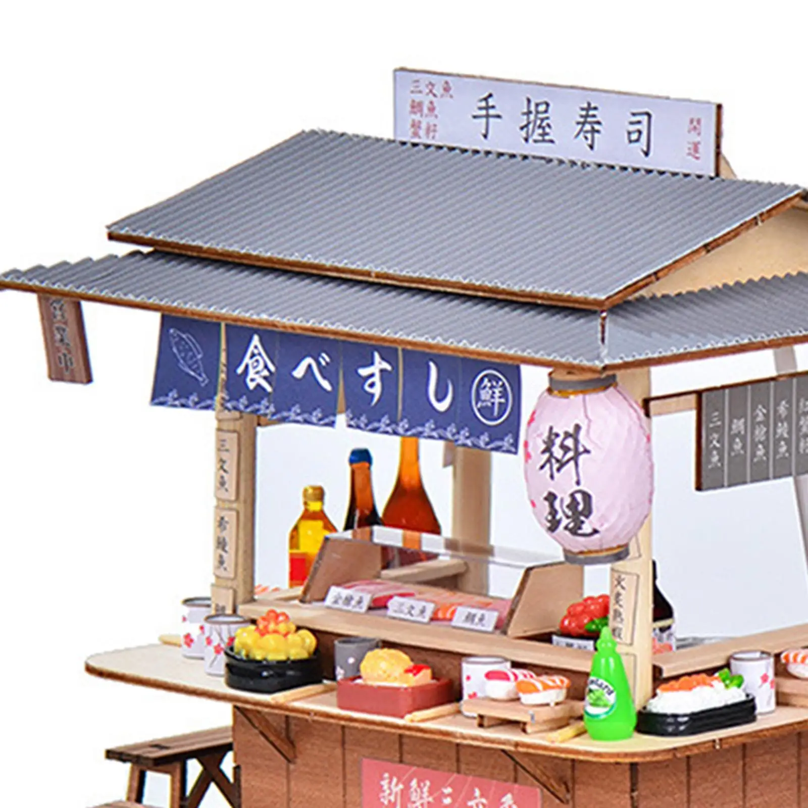 Mini Sushi Shop Modell präsentiert Diorama Landschaft Mini Modell Puppenhaus Kits DIY Miniatur Haus Kits handgemachtes Spielzeug