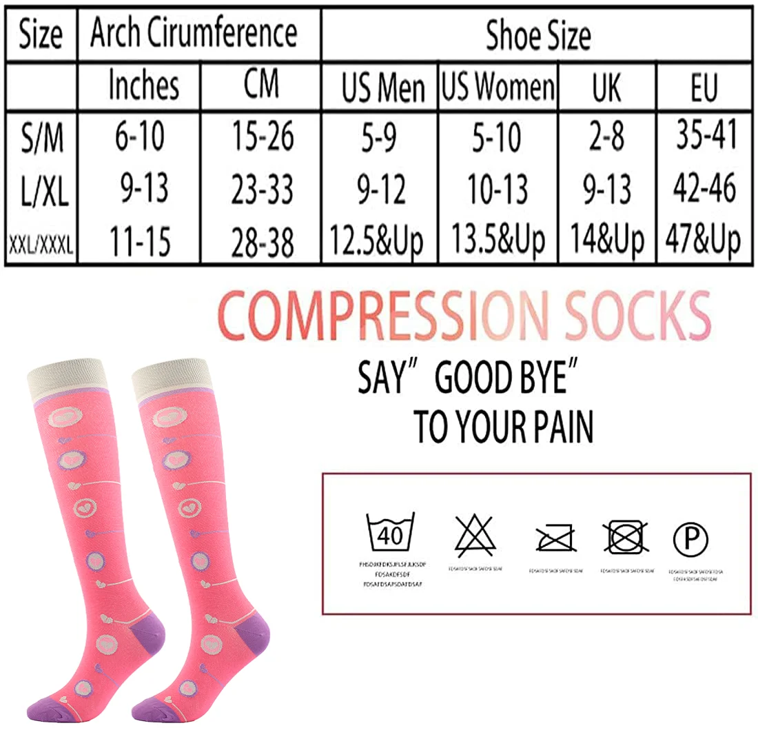 Compression Socks Women\'s Long Christmas Halloween Knee Length Stockings Nurse Medical Pregnancy Edema Elastic Socks Varicocele