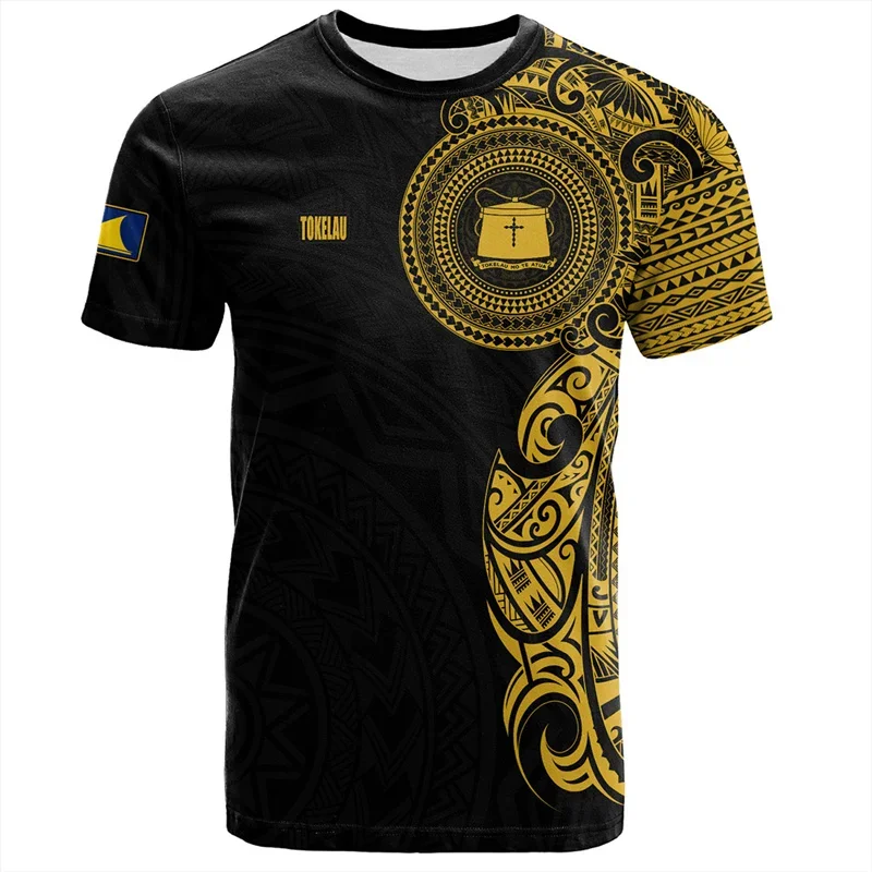 

Tokelau 3D Printing T Shirt For Men Clothes Polynesian Graphic T-shirt Fashion Tops Short Sleeves Summer Street Loose Tee Shirts