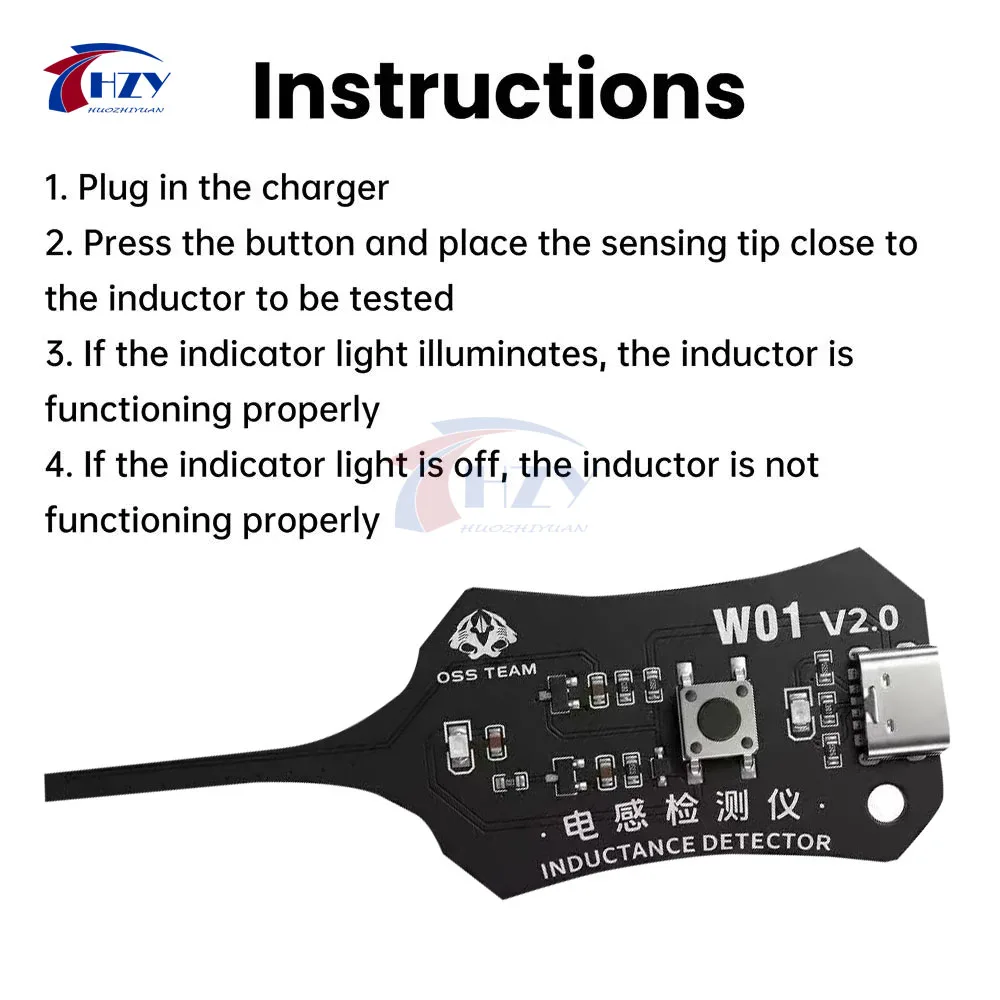 OSS W01 Inductor Detector Tool Motherboard Coil Tester for phone motherboard Repair Electromagnetic Induction Quick Fault Check image 4