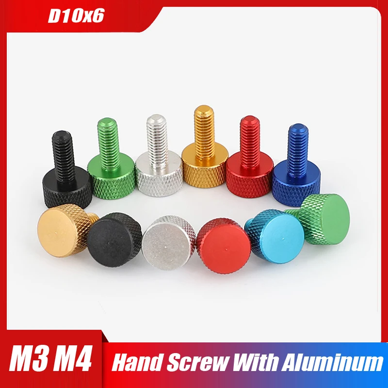 

7/15/50Pcs Carbon Steel Cylindrical Flat Head Hand Tighten Adjust Screw M3 M4 Knurled Thumb Bolt For DIY & Lens & Caliper