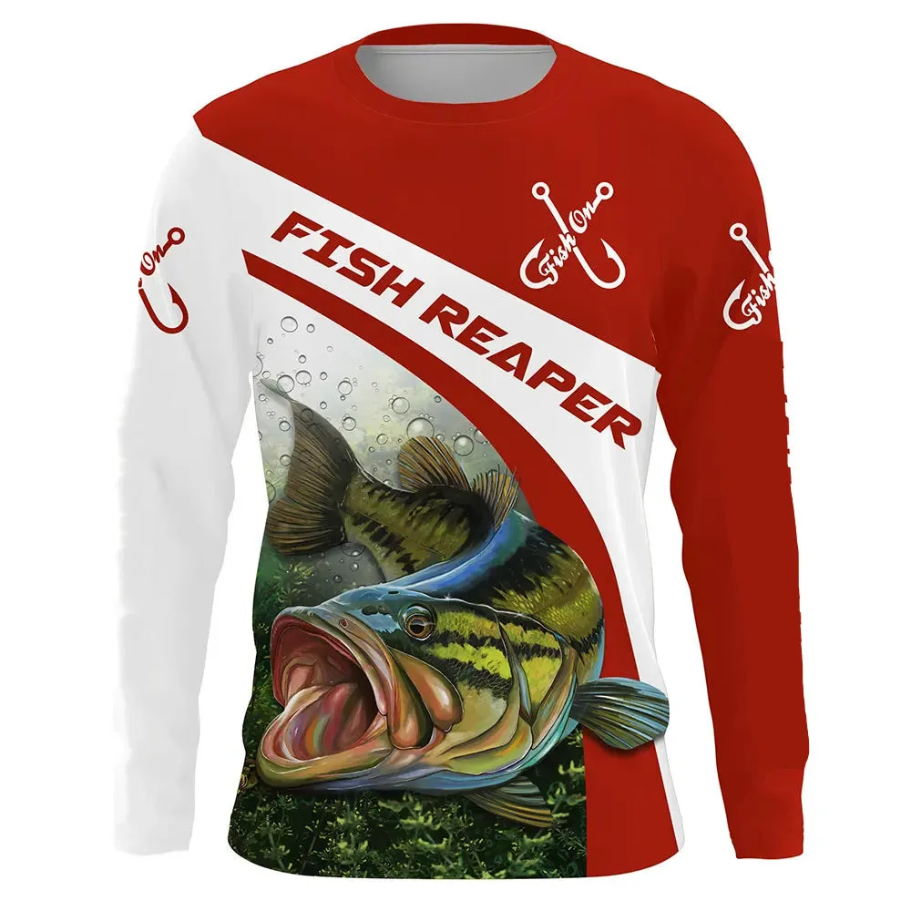 Modello di pesca t-shirt girocollo da uomo/donna estiva stampata in 3d Casual manica lunga Pullover di tendenza di qualità di moda oversize