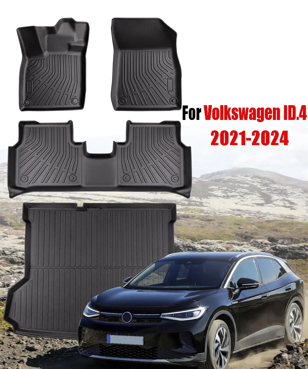 

For Volkswagen ID.4 2024 2023 2022 2021 ,TPE LHD Floor Mats & Cargo Liner, All Weather Waterproof ID4 Crozz Trunk Mat Foot Pads