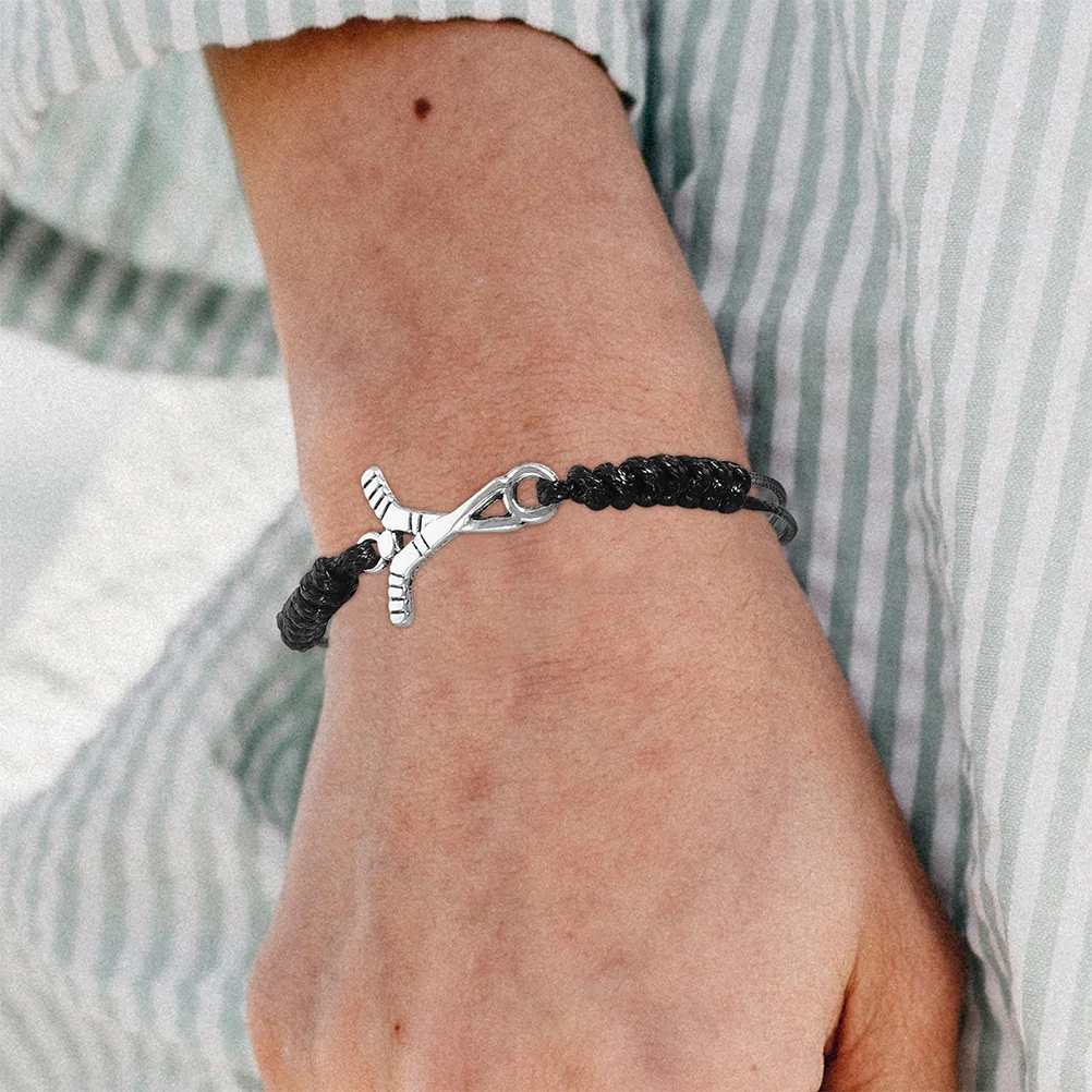 2 قطعة أساور الهوكي المضفر حبل قابل للتعديل للمراهقين فرق الهوكي الميداني المدربين الرياضة مجوهرات مروحة هدية معصمه #2