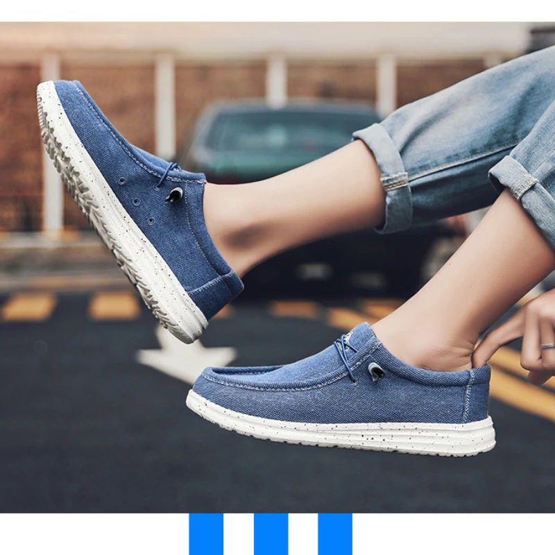 Sepatu kanvas Denim kasual pria ukuran besar sepatu vulkanisir sepatu Sneakers pria bersirkulasi Sneakers gaya desainer mode mewah