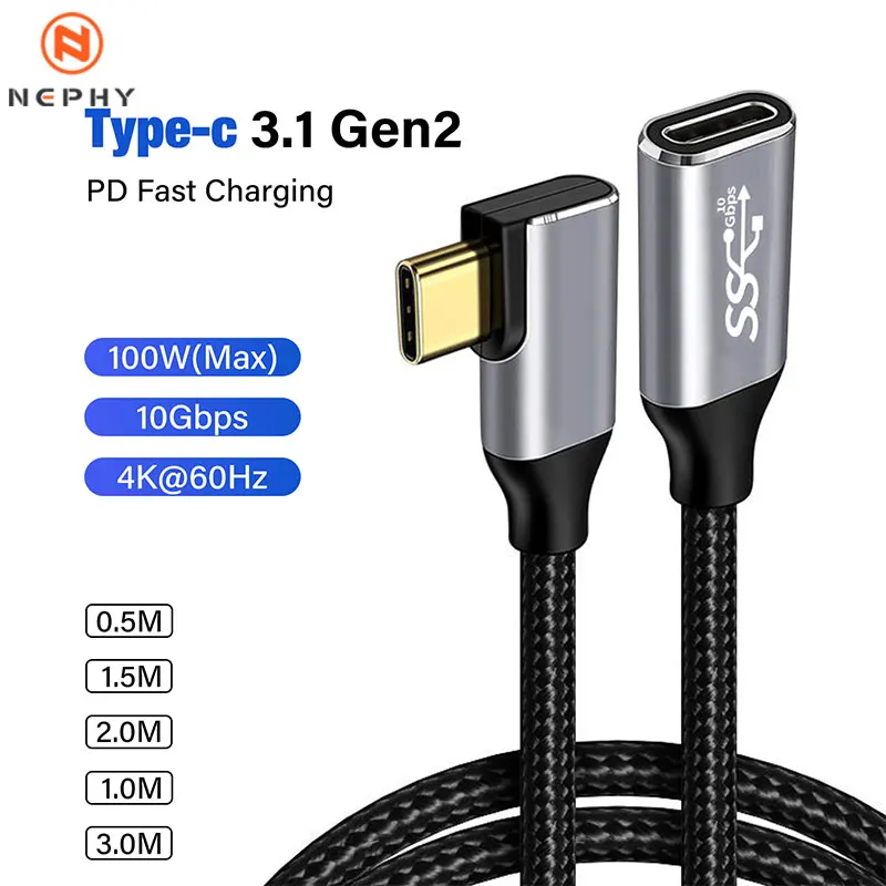 USB 3.1 Extension Cable USB C PD100W 10Gbps Extend Cable Male to Female Type C Extender thunderbolt3 Cord for Nintendo Switch 3M