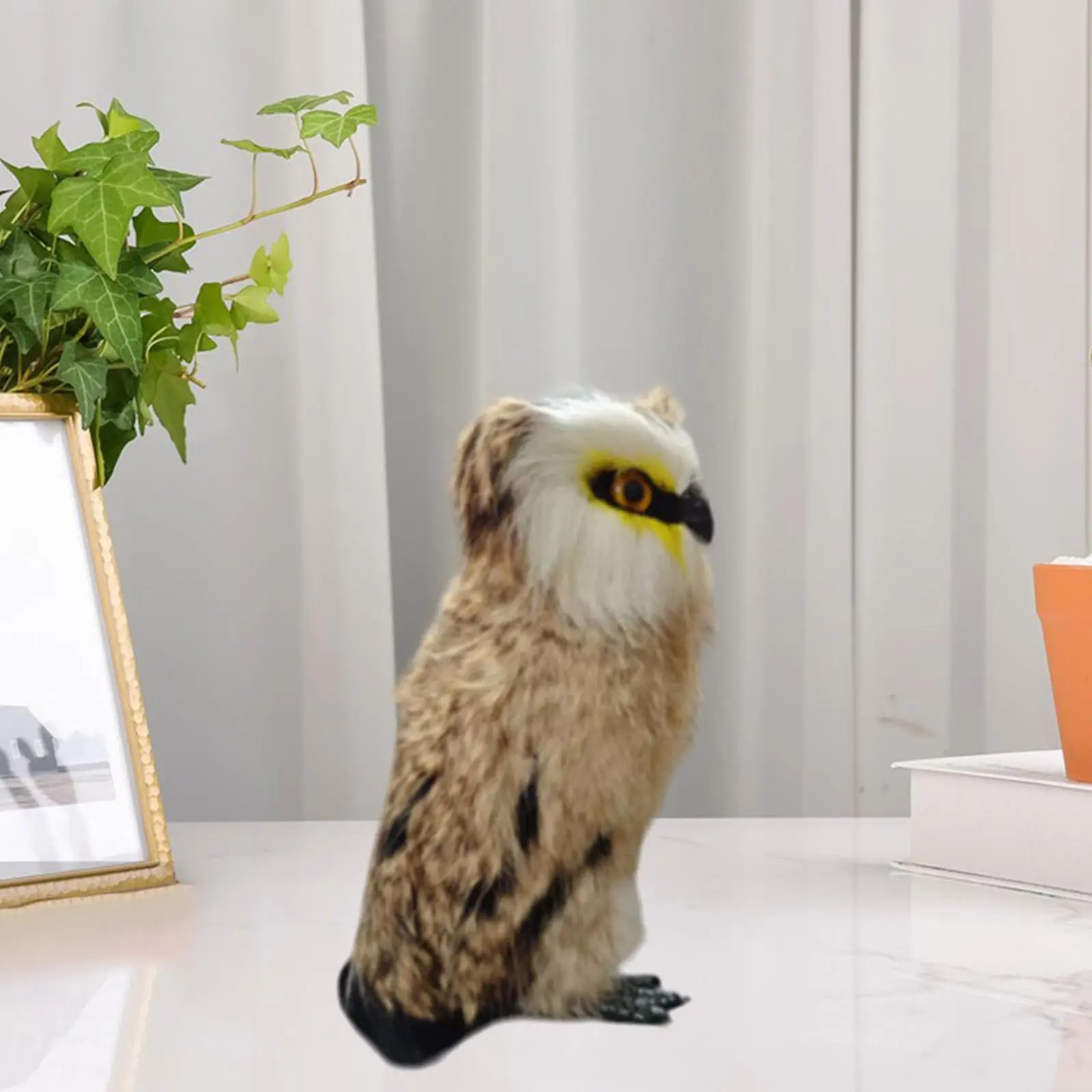 Home Cute Realistic Furry Artificial Owl Bird DIY for Party Decoration