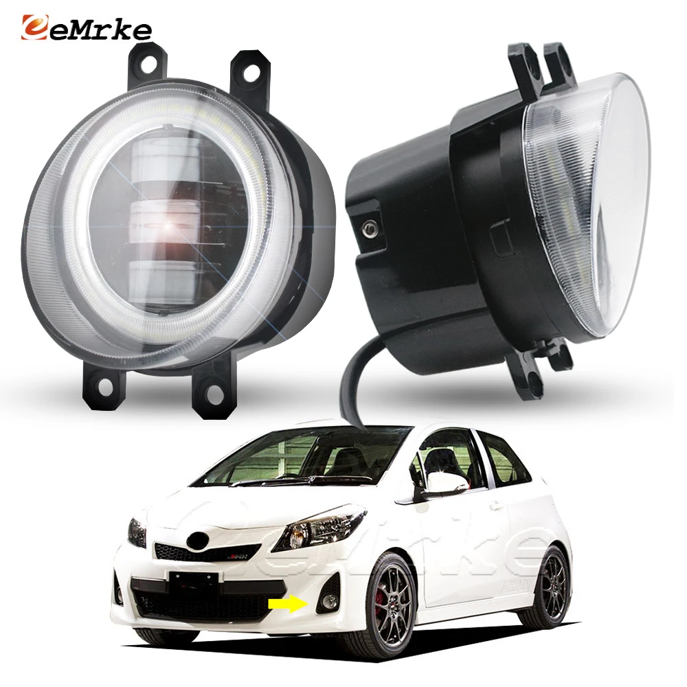 

Easy Install Led Fog Light Lens Angel Eye DRL PTF Headlight for Toyota Vitz RS Yaris Hatchback Canbus Ready, No Error Display