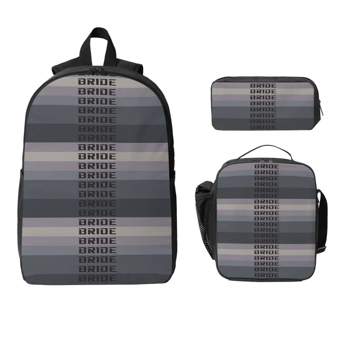 Bride Jdm Material-Rucksack für Jungen und Mädchen, Büchertasche, Schultasche, Computer-Umhängetaschen, 3 Stück, isolierte Lunch-Tasche, Federmäppchen