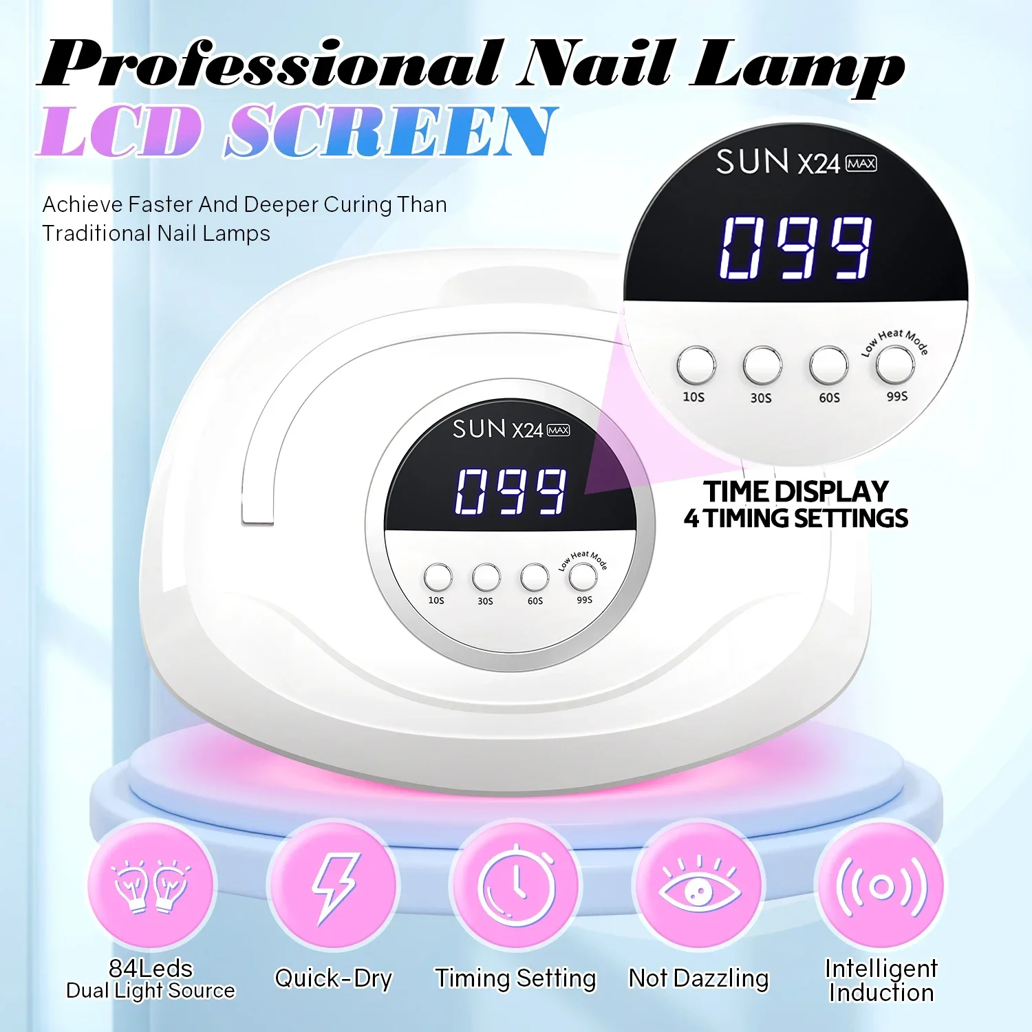 Lampada per asciugare le unghie a LED UV Lampada per unghie da 380 W 84 LED Essiccatore per smalto gel Lampada per manicure professionale con strumenti per manicure con sensore intelligente