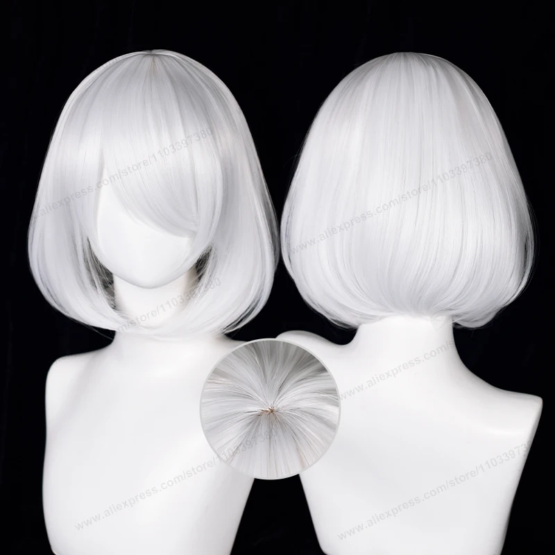 2B 9S  Cosplay Synthetic Wig White Synthetic Women Man Wig Heat Resistant Hair High Quality Wigs image 2