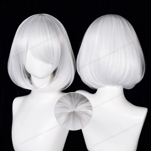 Imagen 2 del producto Peluca sintética de Cosplay 2B 9S, peluca sintética blanca para mujer y hombre, pelo resistente al calor, pelucas de alta calidad