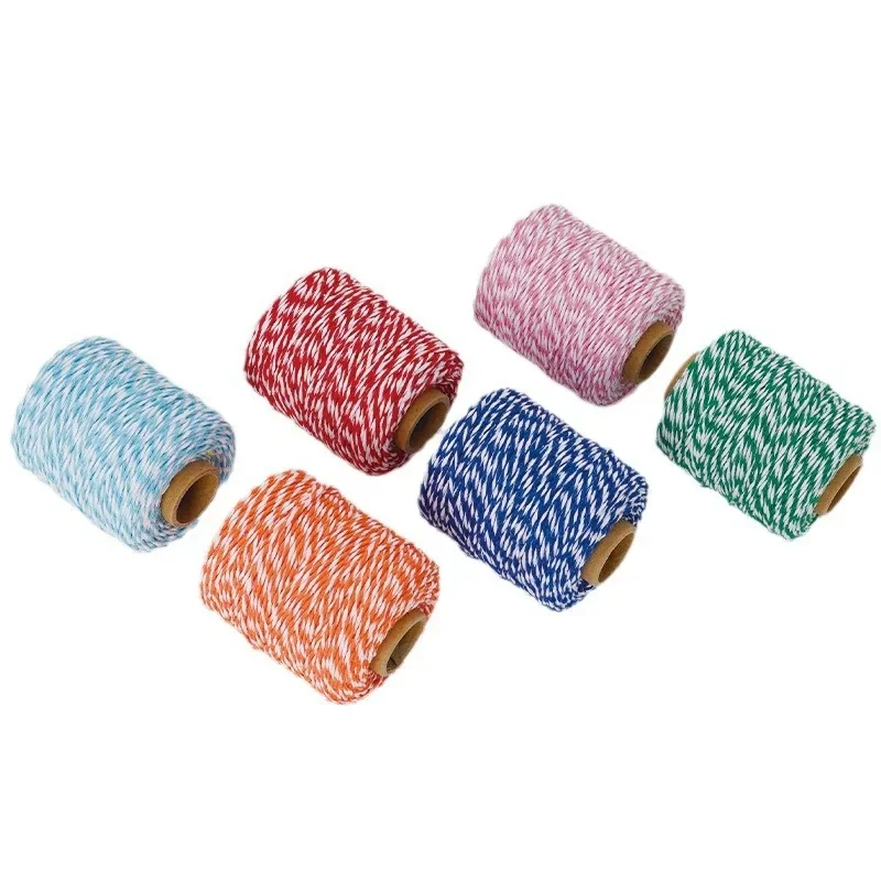 2mm buntes zweifarbiges Baumwollseil DIY gewebtes Wandteppichseil Weihnachten Urlaub Party Dekoration Geschenkverpackungsseil