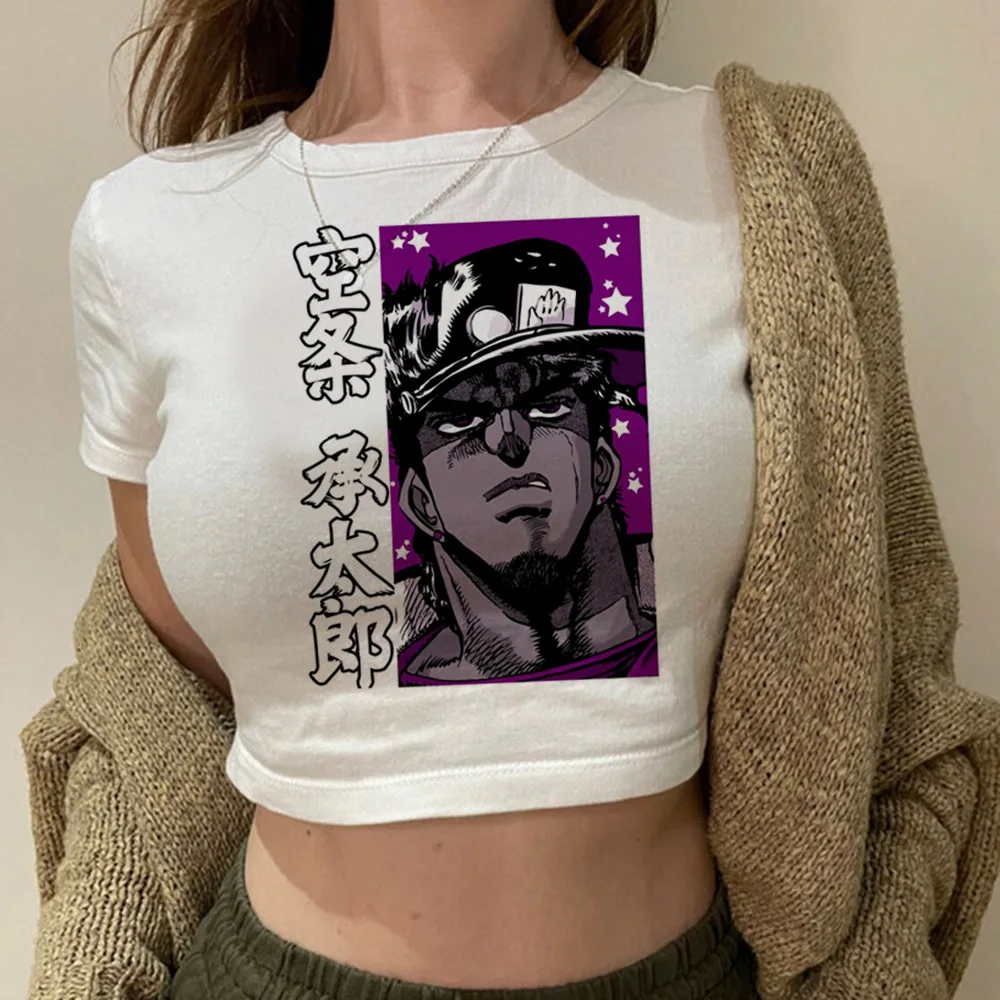 Jojo Bizarre Adventure crop top cute vintage  gyaru babydoll Streetwear y2k cropped 2025 girls tshirt view 5