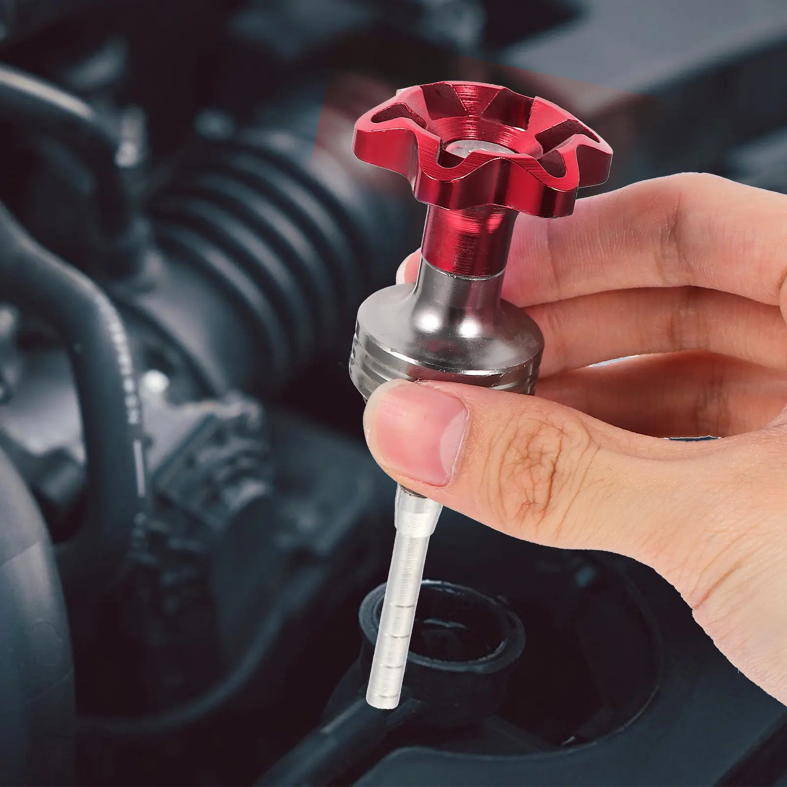Oil Tank Dipstick Aluminum Alloy Engine Oil Measuring Rod Motorcycle Fuel Tank Level Indicator Durable Engine Level