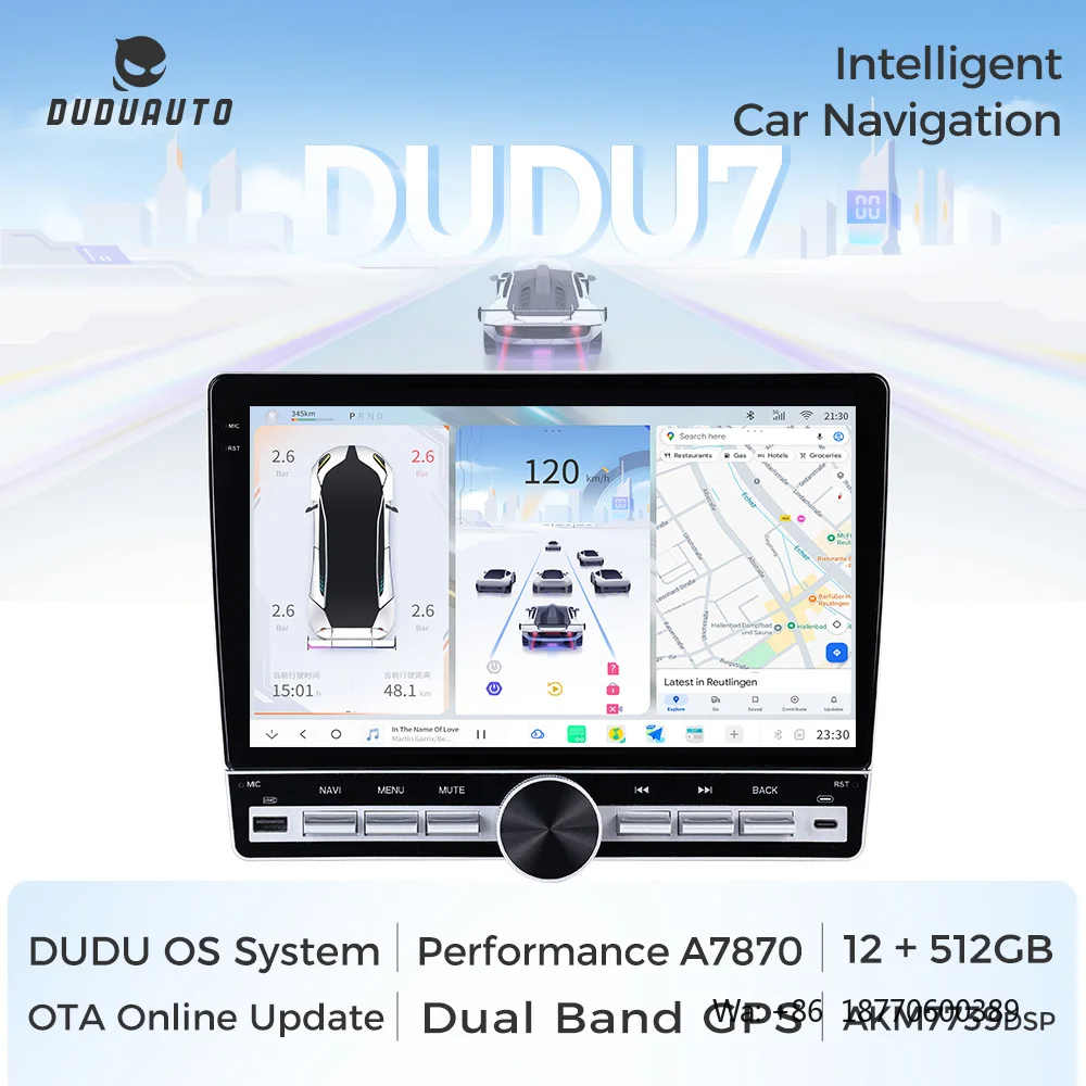 DUDUAUTO Android 13 Intelligent Car Machine System 10.1inch Intelligent CarNavigation 8-Core 12+512GB AKM7739 DSP+TDA7808 AMP BT