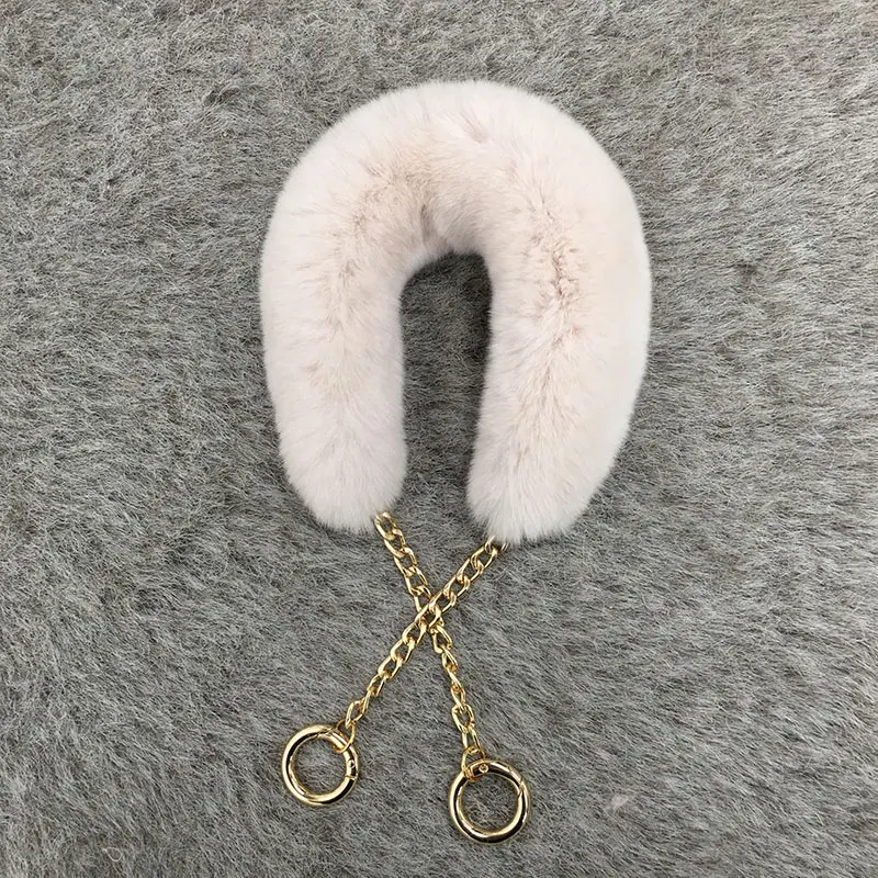 55cm Replacement Bag Strap Genuine Real Rabbit Fur Handbag Should Handle For Women Purse Belts Charm Winter Accessories R33