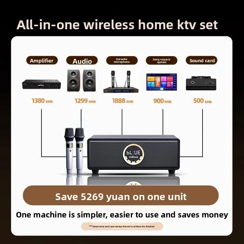 Bluetooth Speaker All in One Home KTV Karaoke Machine with Multifunction for Family Entertainment