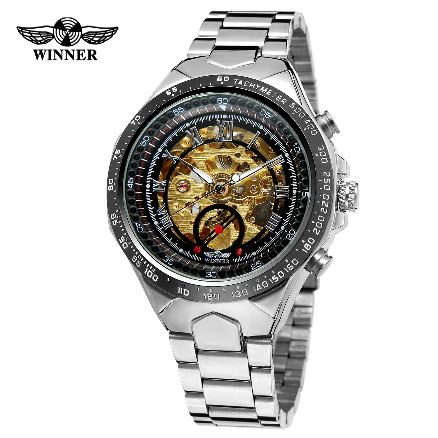 Winner Sport Design Bezel Fashion Mechanical Automatic Watches for men Top Brand Luxury Skeleton Montre Homme Clock high-quality