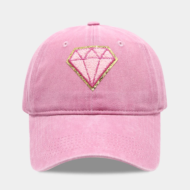 Baseball Cap Diamond Women Men Washed Cotton Adjustable Hat Summer Sun Protection Accessory For Golf Climb Outdoor Sports 3