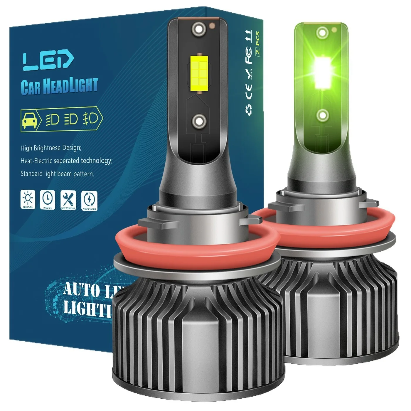

H7 HB3 9006 9005 LED Headlight Bulbs 12V 50W Green Lemon Energy Saving Car Lights