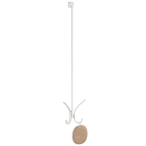 

24-Inch White Metal Over-The-Door Hanging Rack With Four Hooks For Coats, Jackets, Robes, Scarves, Towels And Purses – 2 Pack