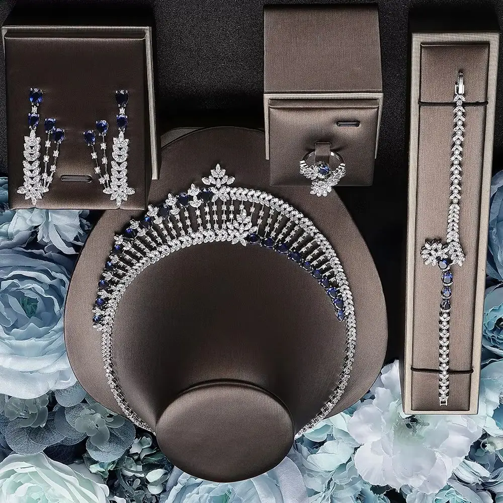 

Hot Sale Bright High Quality Zirconia Fashion Jewelry Set CZ Wedding Decorations Elegant Accessories Designs