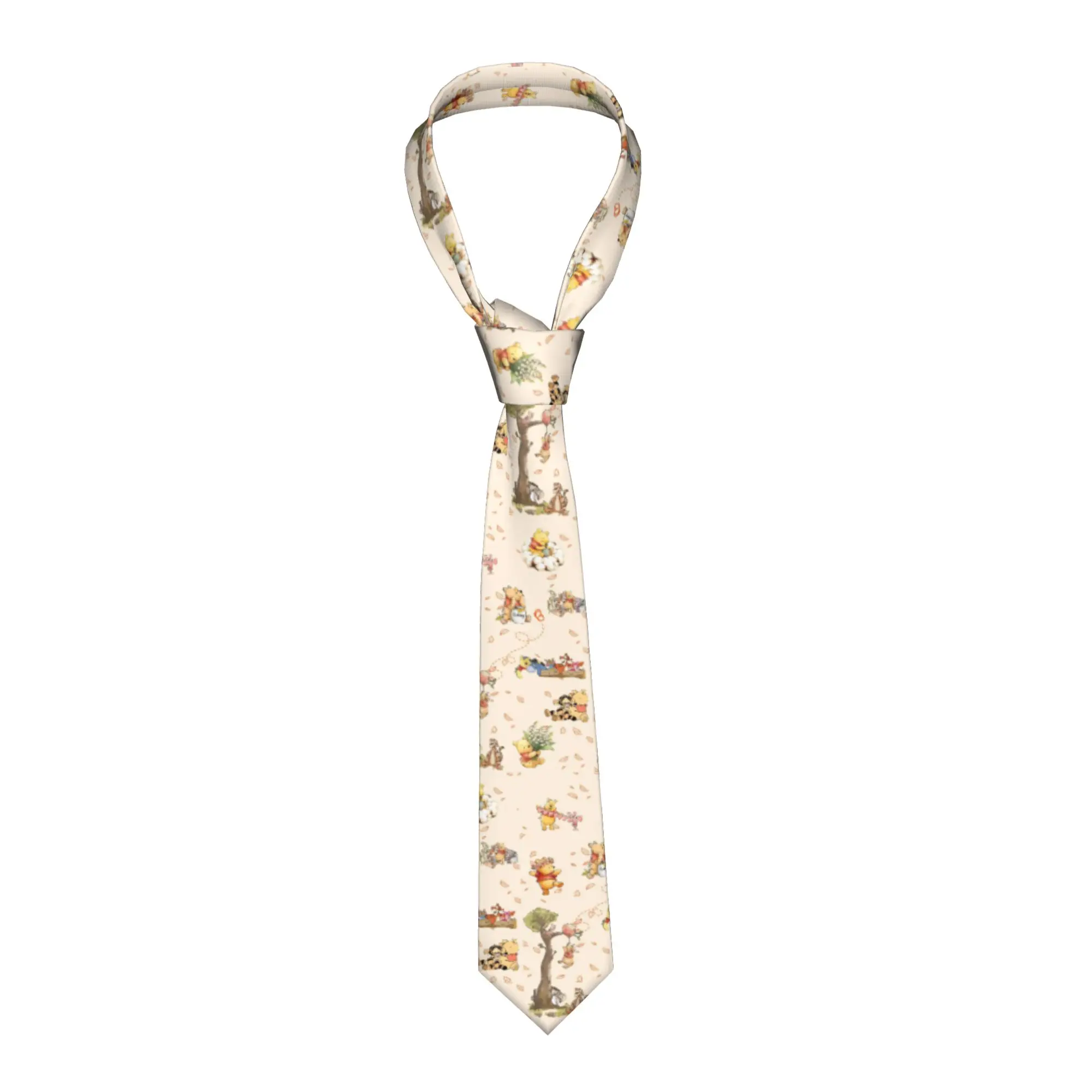 Cartoon Winnie the Pooh Necktie Unisex Polyester 8 cm Skinny Classic Neck Ties for Men Suits Accessories Gravatas Wedding Office