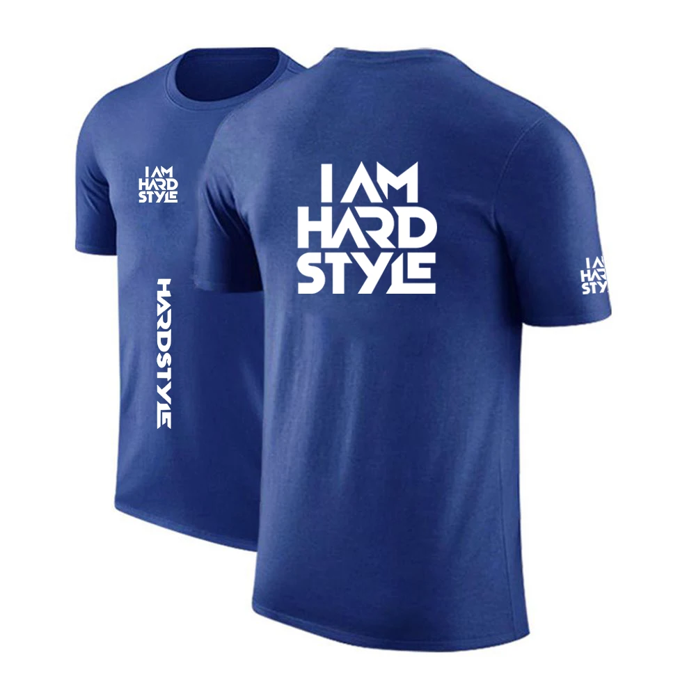 2024 Summer Men's I Am Hardstyle Logo Printed Outdoor Sports Fashion Comfortable Solid Color Breathable Round Neck Short Sleeves