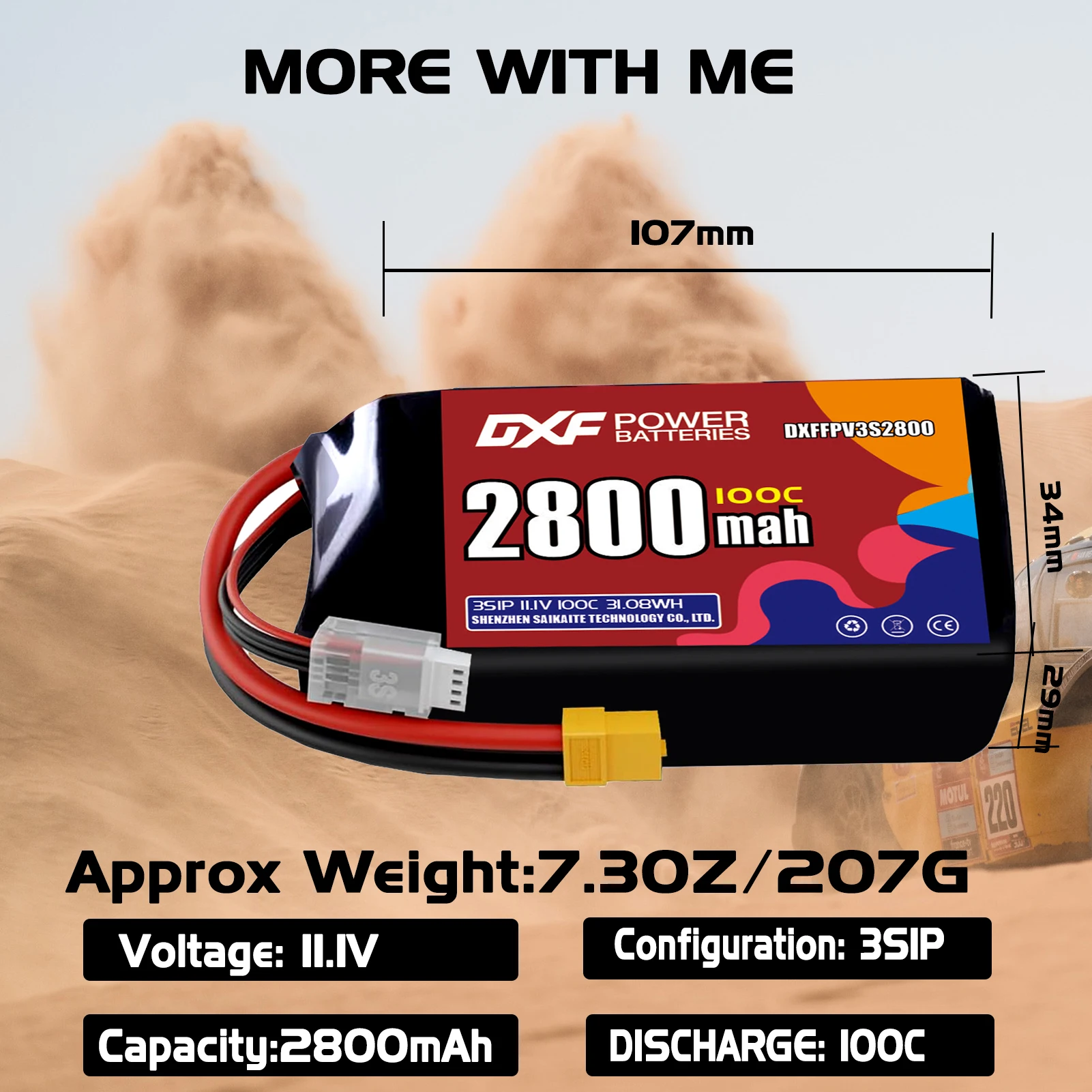 DXF Lipo 3S Battery 11.1V 3000mAh 2800mAh 2200mA 1850mAh 1550mAh 1350mAh 100C XT30 XT60 JST Plug for FPV Quadcopter Drone