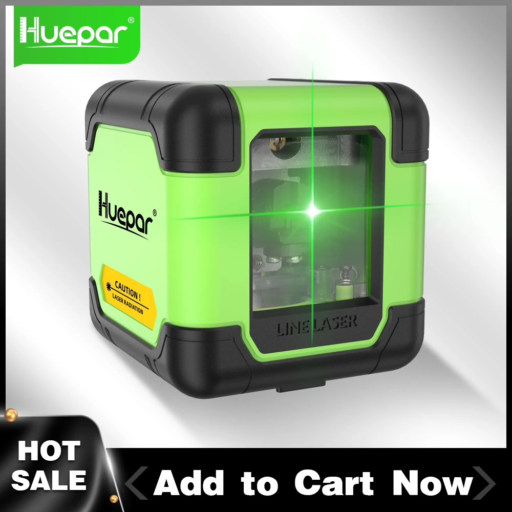 Huepar Green Red 2 Lines Laser Level Professional Cross Line Horizontal & Vertical Beam One-Buttom Laser Tool лазерный уровень