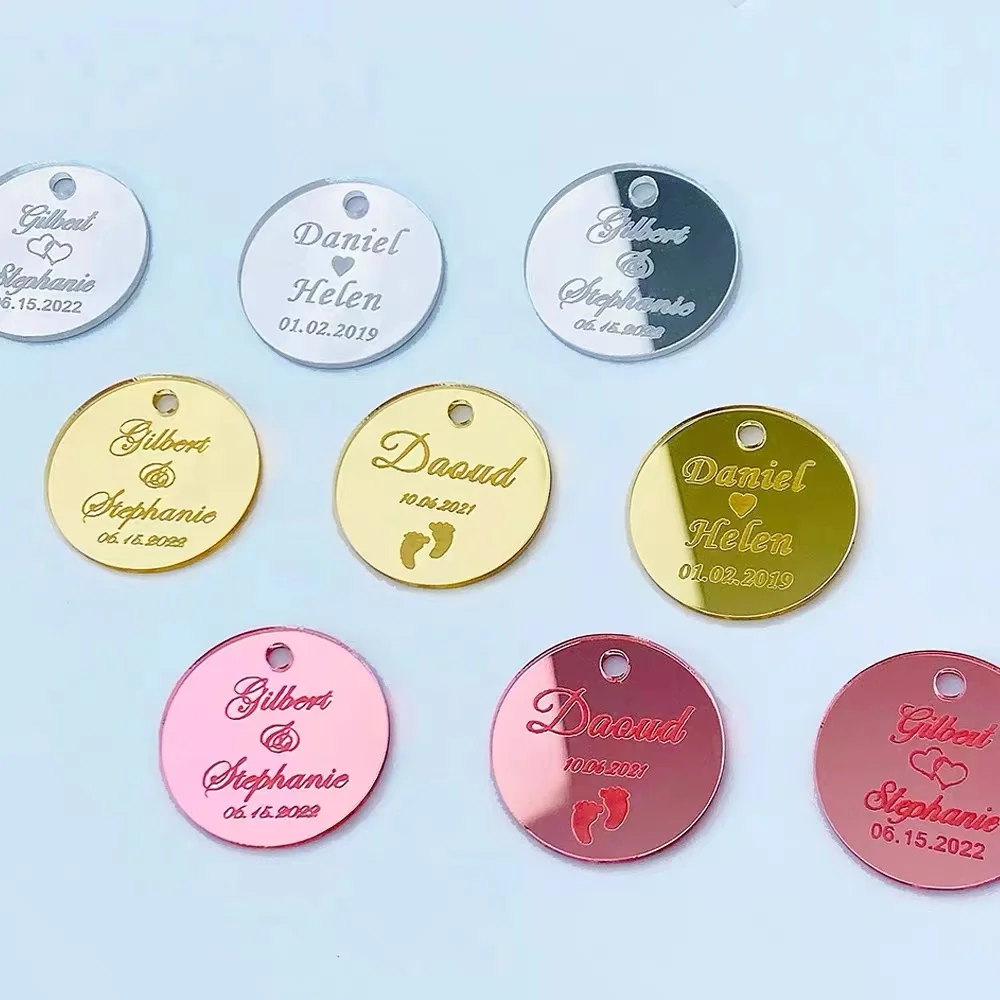 20/50pcs Customzied Acrylic PlaneTag Engraved LOGO Text  Wedding Baby Shower Birthday Party Favor Gifts Accessoried