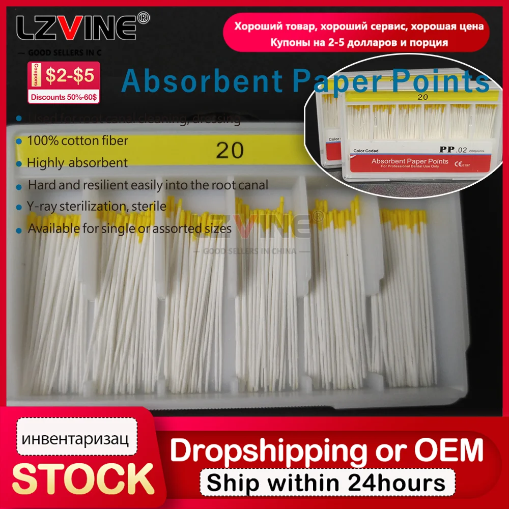 

1 Box Dental Absorbent Paper Points PP02 20# File Root Cancel Endodontics Absorption Cotton Fiber Tips Dentist Product Materials