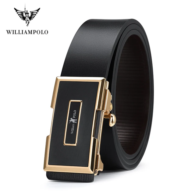 WilliamPOLO Luxury Brand Men s Belt Genuine Leather Top Quality Business Waistband Male Automatic Buckle Jeans Belt For Men AliExpress