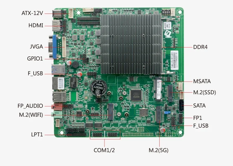 Original B641 industrial control motherboard mini ITX Celeron J6412 all-in-one machine 5G dual network port 6 strings 17X17