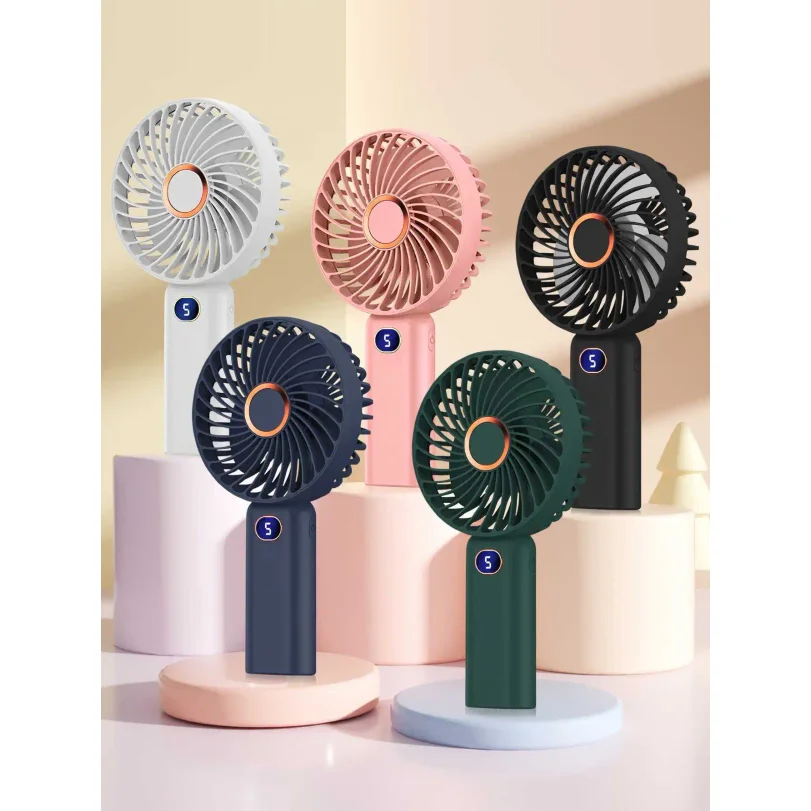 

Portable Handheld Fan USB Rechargeable Mini Fan Digital Display 5-Speed Adjustment Suitable For Travel Outdoor Office Home 2026