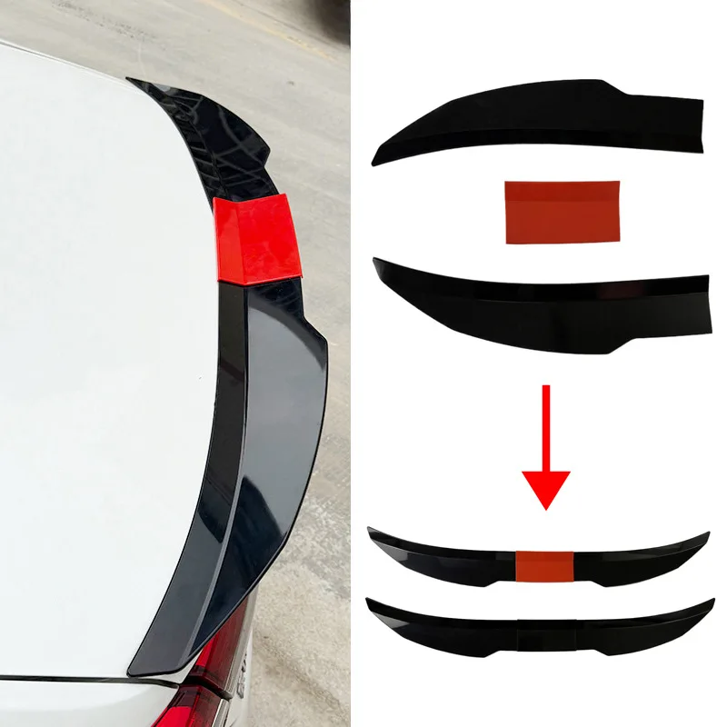 

Universal 3PCS Sedan Rear Trunk Tail Rear Wing Spoiler 45.5-50.8inch Adjustable DIY Refit Boot Wings Spoiler Car Accessory