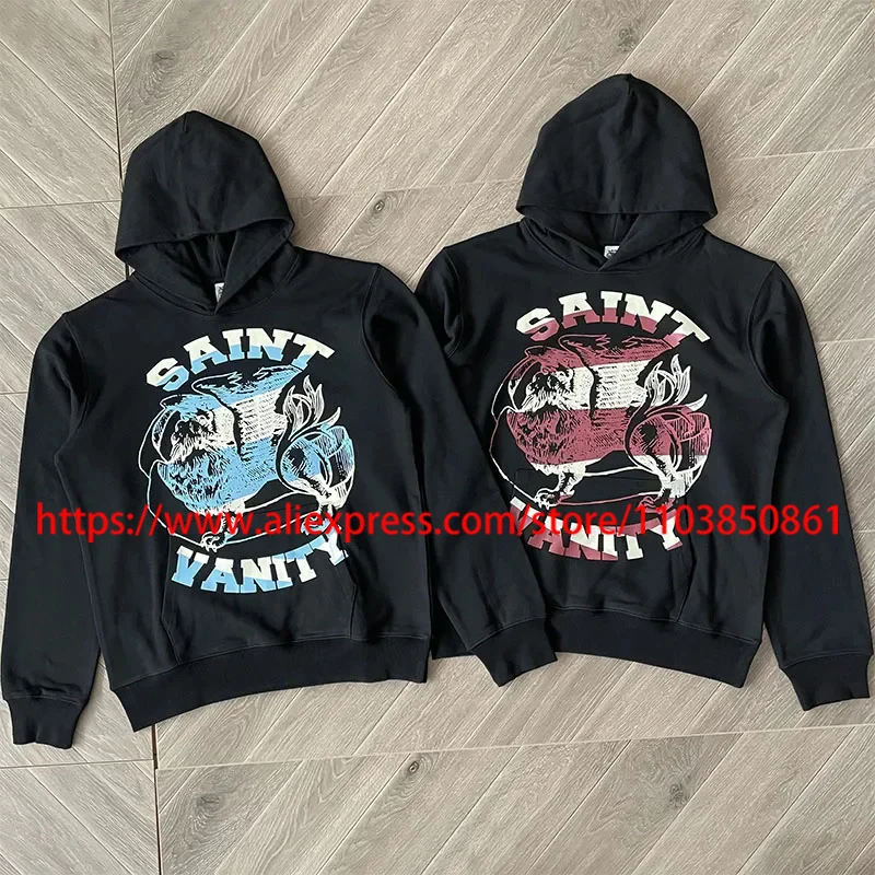 

High Street SAINT VANITY Hoodies Best-quality Letter Logo Printed Casual Heavy Fabric Loose SAINT VANITY Hooded Sweatshirts