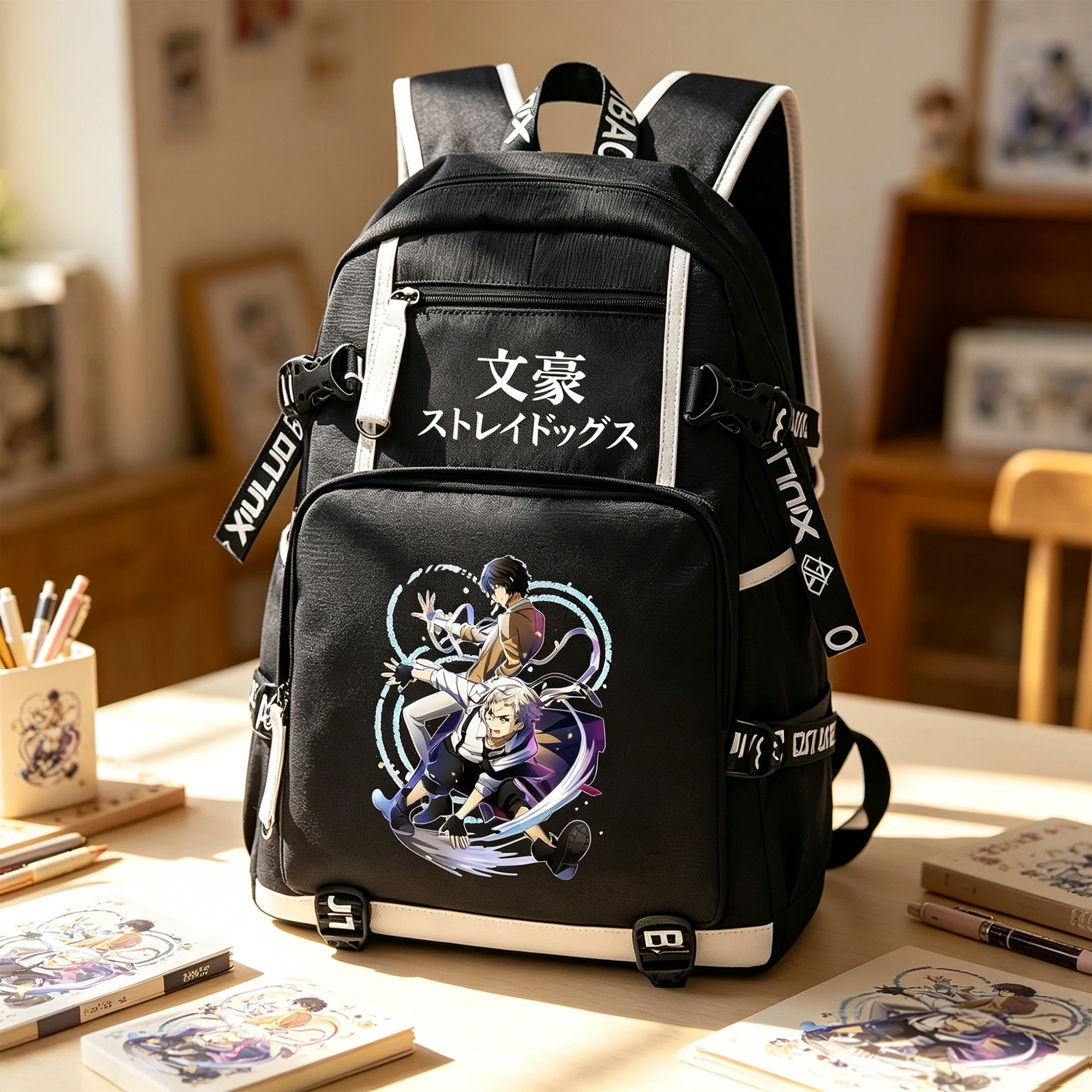 Bungo Stray Dogs Anime Backpack USB Charging Large Capacity Boys Laptop Bag Kawaii Teen School Travel Shoulder Bag For Women