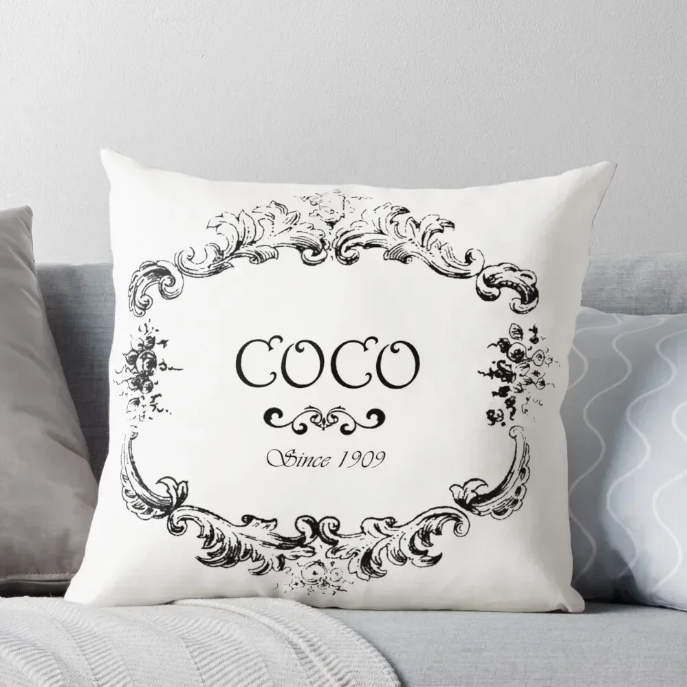 coco logo vintage old style Throw Pillow Christmas Pillow Covers luxury throw pillow covers