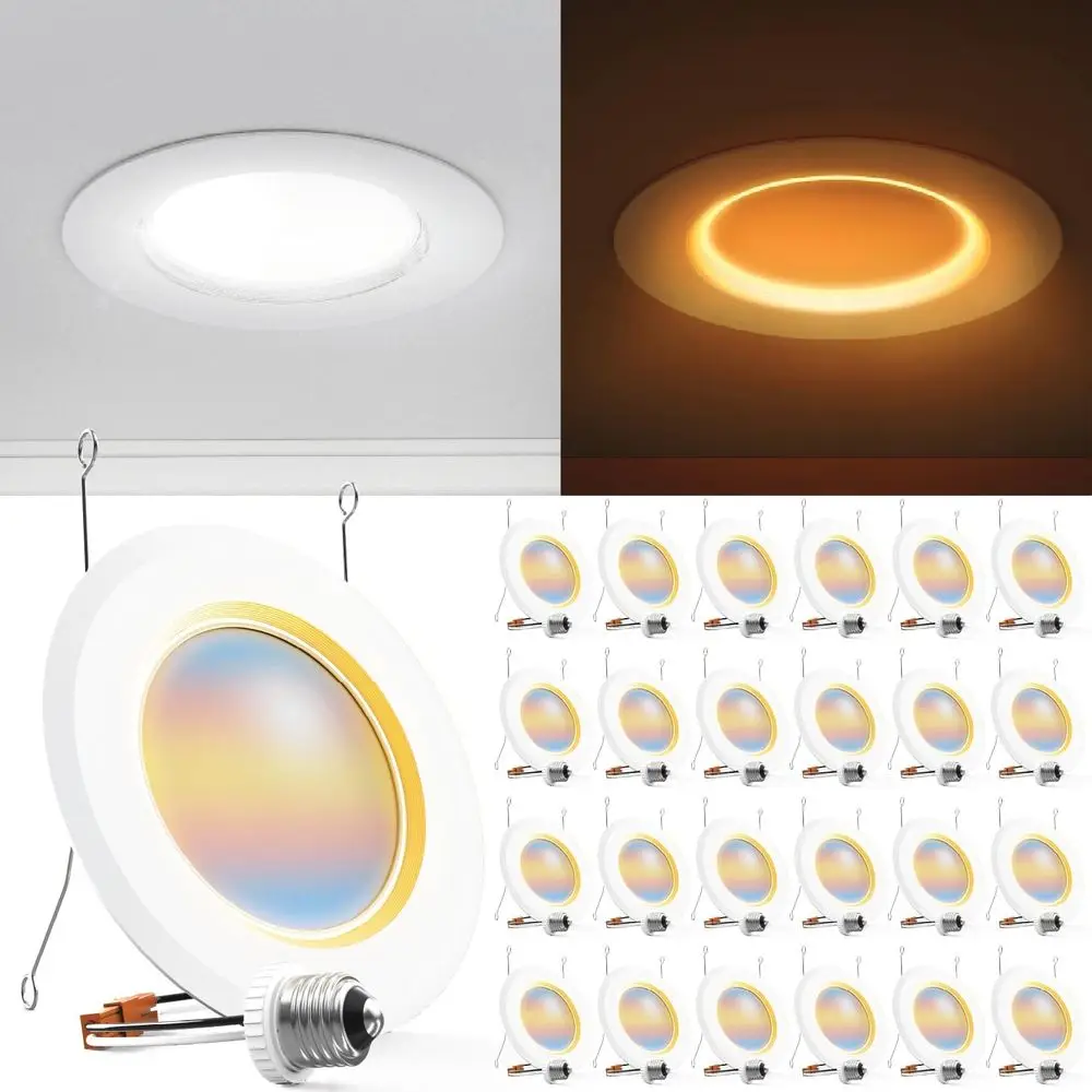 

Sunco 24 Pack 6 Inch Reced Light with Night Light, LED Can Lights Retroit Lighting, 1000 LM, 12W, Selectable CCT 2700K/3000K/400