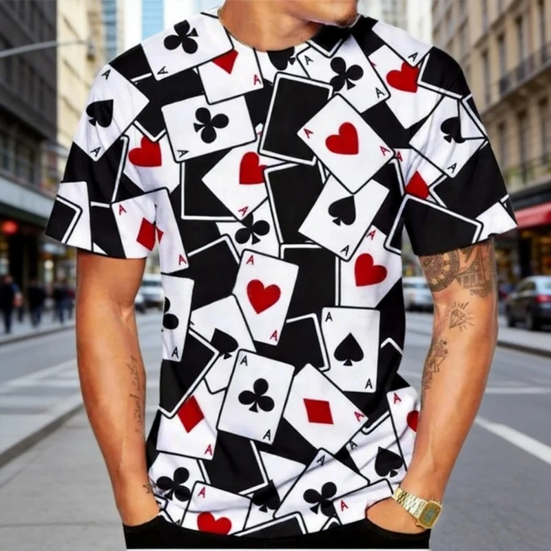 ポーカー-3d-プリント-tシャツ夏カジュアルメンズレディースヒップホップオーバーサイズ半袖-tシャツストリートウェア原宿トップス
