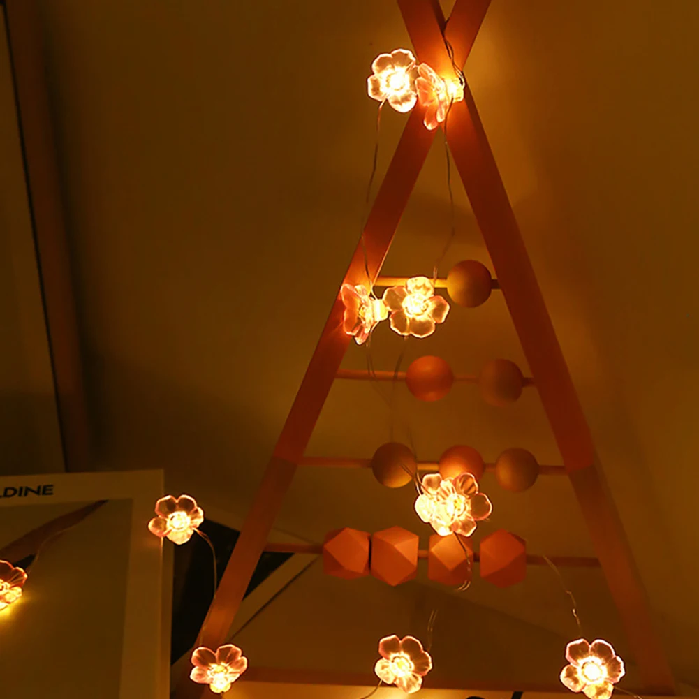 Roze Kersenbloesem Led Koperdraad Lamp String Lights Kerstvakantie Decoratie Guirlande Sakura Opknoping Light String