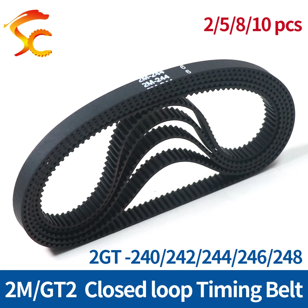 

2M GT2 printer synchronous belt circumference 240/242/244/246/248 width 6/9/10/15mm tooth pitch 2mm