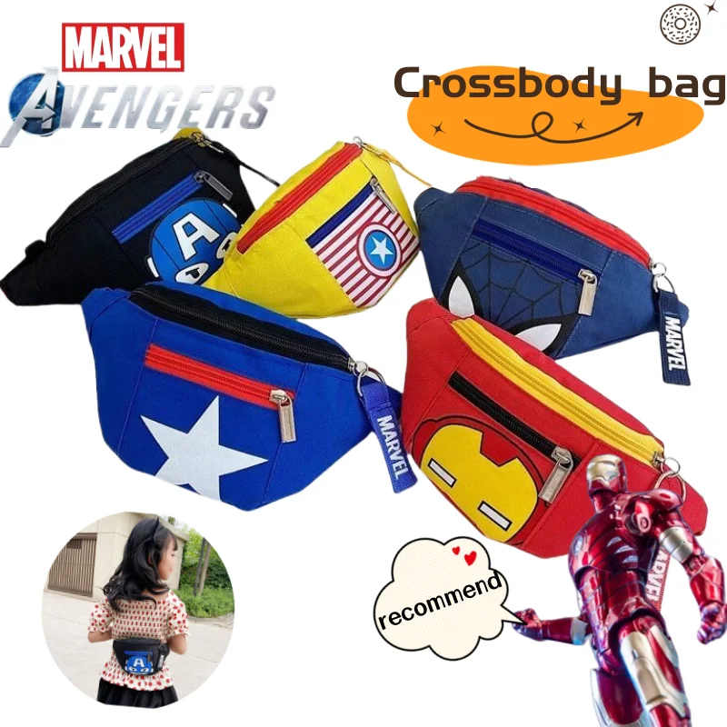 Spiderman Iron Man Capitán América lindo Kawaii viajero portátil niños estudiante Anime mercancía bolso cruzado riñonera regalo
