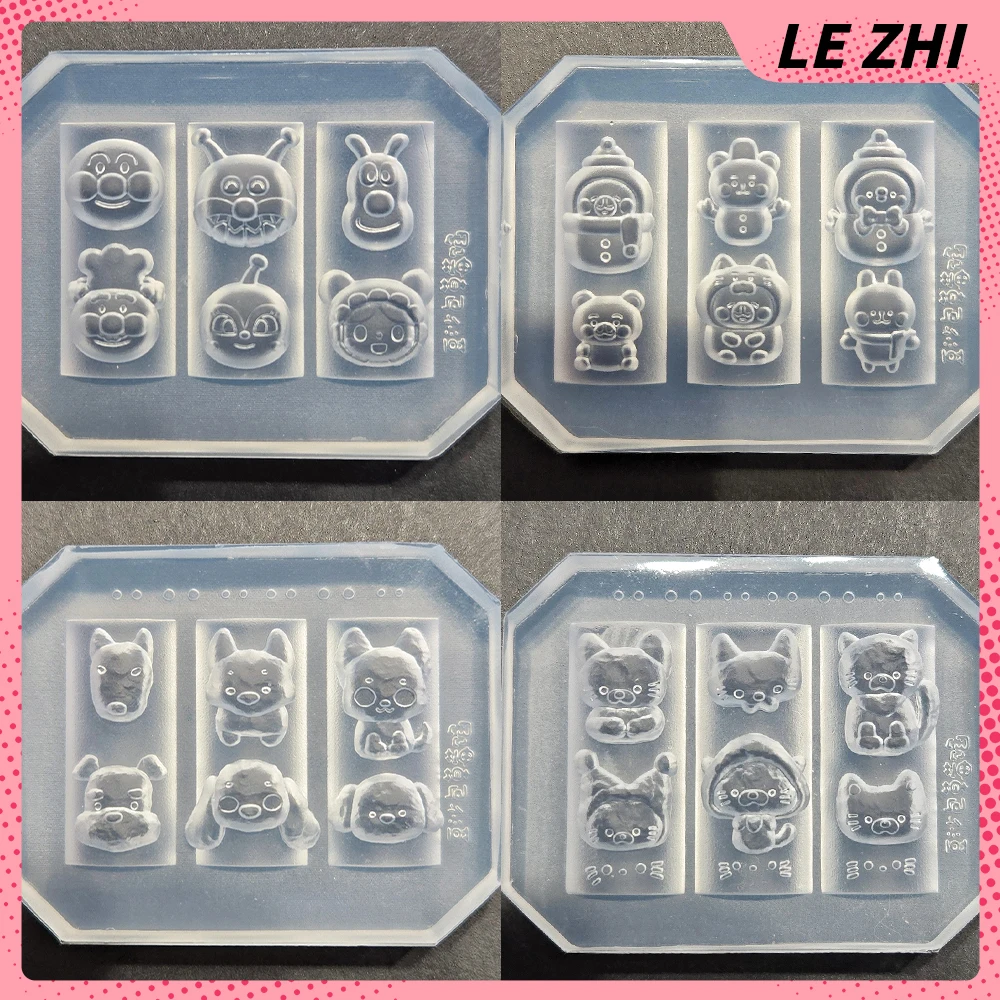 الكرتون لطيف الحيوانات القطط الكلاب أرنب سيليكون مسمار الفن قالب قالب Kawaii ثلج زهرة Diy تصميم مسمار الفن نحت القالب