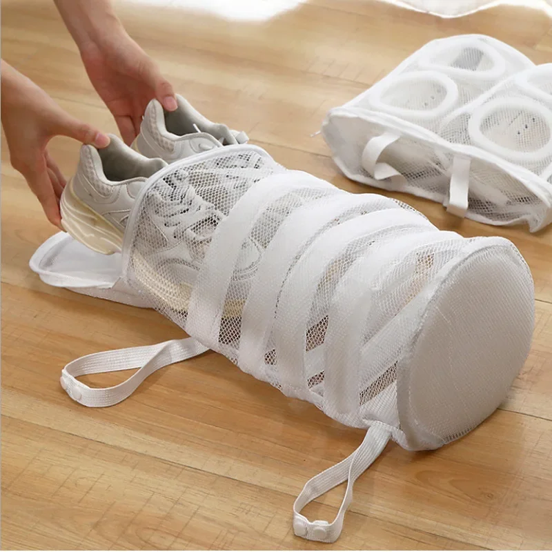 Shoes Laundry Bags Sneaker Mesh Washing Bag Durable Zipper Shoe Cleaning Wash Machine Dryer Net Protector for Knitted Sock Shoe