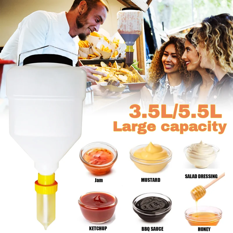 

Large Capacity Condiment Dispenser for Restaurant BBQ Refillable Sauce Squeeze Bottle and Leak Proof Design for Mustard Salad