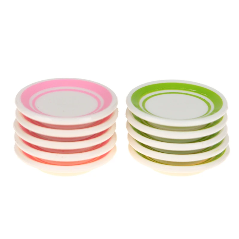 

5pcs/bag 1:12 Dollhouse Miniature Colorful Plate Dishes Kitchen Accessories Toys-Toy